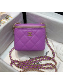 Chanel Grainy Leather Mini Vanity with Classic Chain AP1340 Purple 2020