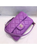 Chanel Quilted Leather Flap Waist Bag with Pearl Strap AP1122 Purple 2020