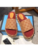 Gucci Beige GG Canvas Platform Slide Sandal 573018 2019