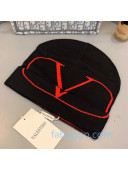 Valentino VLogo Wool Knit Hat Black/Red 2020