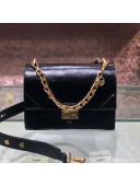 Fendi Kan U Medium Waxed Leather Flap Bag Black/Gold 2019 