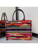 Dior Small Book Tote Bag in Multicolor Rhombus Embroidery 2021