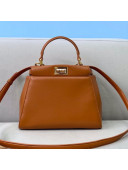 Fendi Peekaboo Iconic Mini Bag in Brown Nappa Leather and Check 2020