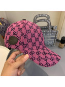 Gucci GG Multicolor Canvas Baseball Hat Pink 2021