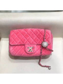 Chanel Quilted Velvet Small Flap Bag with Crystal Ball AS1787 Light Pink 2020