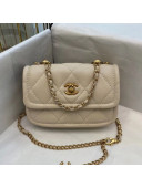 Chanel Quilted Lambskin Belt Bag with Metal Buttons A81018 White 2020