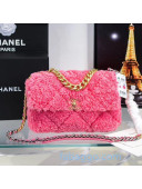 Chanel 19 Shearling Sheepskin Large Flap Bag AS1161 Pink 2020