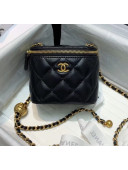 Chanel Lambskin Small Classic Box with Chain And Gold Metal Ball AP1447 Black 2020