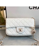 Chanel Quilted Leather Flap Bag with Crystal Ball AS1787 White 2020