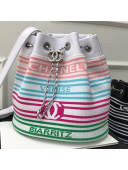 Chanel Knit Stripes Drawstring Bucket Bag AS0464 Multicolor/White 2019