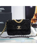 Chanel 19 Shearling Sheepskin Small Flap Bag AS1160 Black 2020