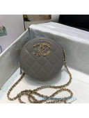 Chanel Grained Calfskin Round Clutch with Chain AP1805 Gray 2020