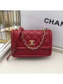 Chanel Quilted Lambskin Medium Flap Bag with Metal Button AS2055 Red 2020 TOP