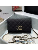 Chanel Quilted Grained Calfskin Wallet on Chain AP1794 Black 2020
