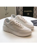 Chanel CC Logo Sequins & Leather Sneakers G35936 White 2020