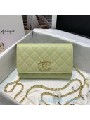 Chanel Quilted Grained Calfskin Wallet on Chain AP1794 Green 2020