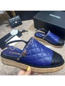 Chanel Quilted Lambskin Slingback Espadrilles Royal Blue 2021
