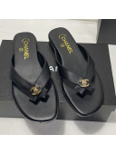 Chanel Lambskin Flat Thong Slide Sandal Black 2021 01