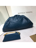 Bottega Veneta The Large Pouch Clutch in Woven Lambskin Navy Blue 2020