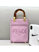 Fendi Sunshine Leather Mini Shopper Tote Bag Pink 2021