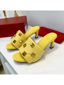 Valentino Roman Stud Heel Sandals 5.5cm in Quilted Nappa Lambskin Yellow 2021