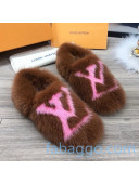 Louis Vuitton LV Mink Fur and Wool Homey Flats Loafers Brown/Pink 2020