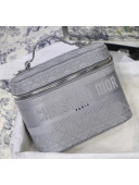 Dior DiorTravel Vanity Case Bag in Embroidered Cannage Canvas Grey 2020