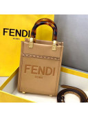 Fendi Sunshine Leather Mini Shopper Tote Bag Apricot 2021