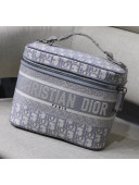 Dior DiorTravel Vanity Case Bag in Embroidered Oblique Canvas Grey 2020