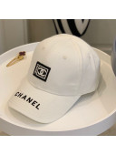 Chanel Canvas Baseball Hat White 2021 09