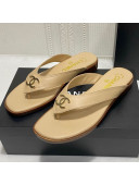 Chanel Lambskin Flat Thong Slide Sandal Beige 2021 05