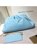 Bottega Veneta The Large Pouch Clutch in Woven Lambskin Light Blue 2020