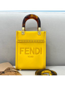 Fendi Sunshine Leather Mini Shopper Tote Bag Yellow 2021