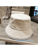 Chanel CC Canvas Bucket with Stitch Brim Hat White 2020 
