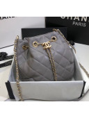Chanel Lambskin Large Drawstring Bag With Chain AS1699 Grey 2020