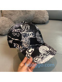 Chanel Coco Camellia Print Baseball Hat Black 2020