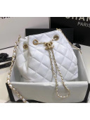 Chanel Lambskin Large Drawstring Bag With Chain AS1699 White 2020