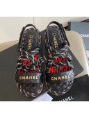 Chanel Cord Flat Sandals G34602 Black/Red 2020