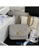 Chanel Quilted Calfskin Flap Bag with Chain Tassel Strap AS2051 Gray 2020