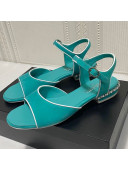 Chanel Matte Velvet Calfskin Chain Sandals 2cm G37172 Green 2021