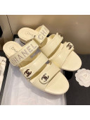 Chanel Lambskin Embroidered Strap Flat Sandals White 2021