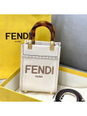 Fendi Sunshine Leather Mini Shopper Tote Bag White 2021