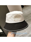 Chanel Two-tone Bucket Hat with Stitch Brim White 2020