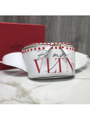 Valentino Be My VLAN Medium Garavani Rockstud Spike Belt Bag in White Lambskin 2018