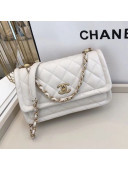 Chanel Quilted Lambskin Large Flap Bag with Metal Button AS2056 White 2020 TOP