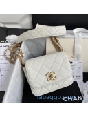 Chanel Quilted Calfskin Flap Bag with Chain Tassel Strap AS2051 White 2020