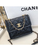 Chanel Quilted Lambskin Small Flap Bag with Metal Button AS2054 Black 2020 TOP