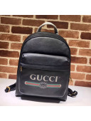 Gucci Logo Print Leather Backpack 547834 Black 2019