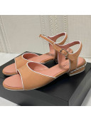 Chanel Matte Velvet Calfskin Chain Sandals 2cm G37172 Camel Brown 2021