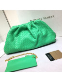 Bottega Veneta The Large Pouch Clutch in Woven Lambskin Bright Green 2020